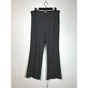 Anthropologie Essential Crop Flare Pants Womens M black white dot pull on